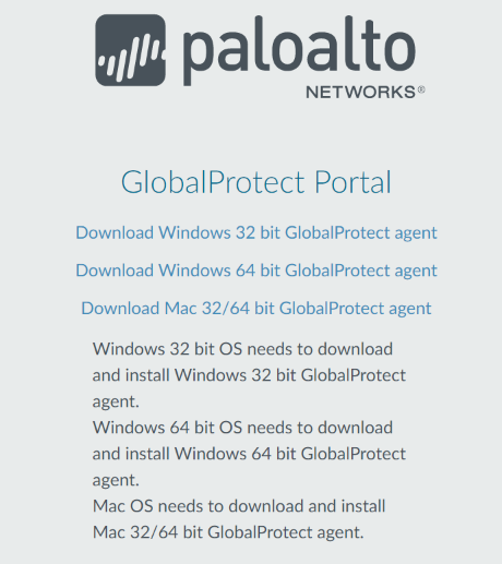 Screenshot of clicking Download Mac32/64 bit GlobalProtect agent