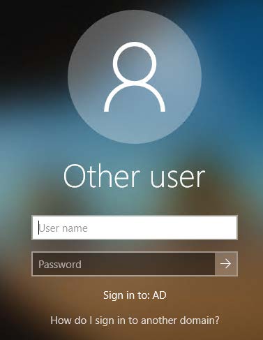 Windows login screen.